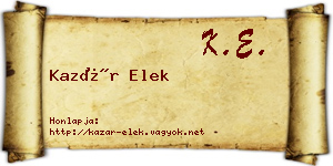 Kazár Elek névjegykártya